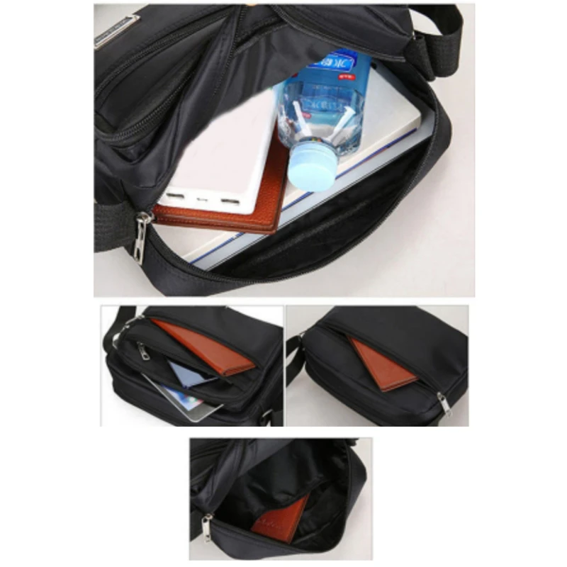 New Men's Shoulder Bag Black Nylon Wallet Casual Multifunction Handbag for Men Business Office Messenger Bag Male Crossbody