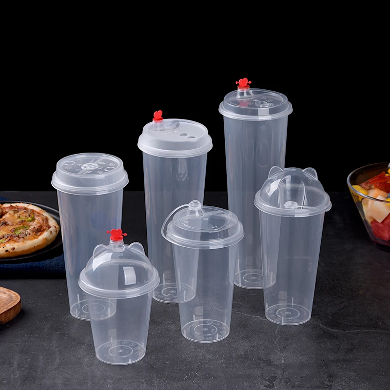50pcs High Quality Thick Transparent Plastic Cups 500ml 700ml