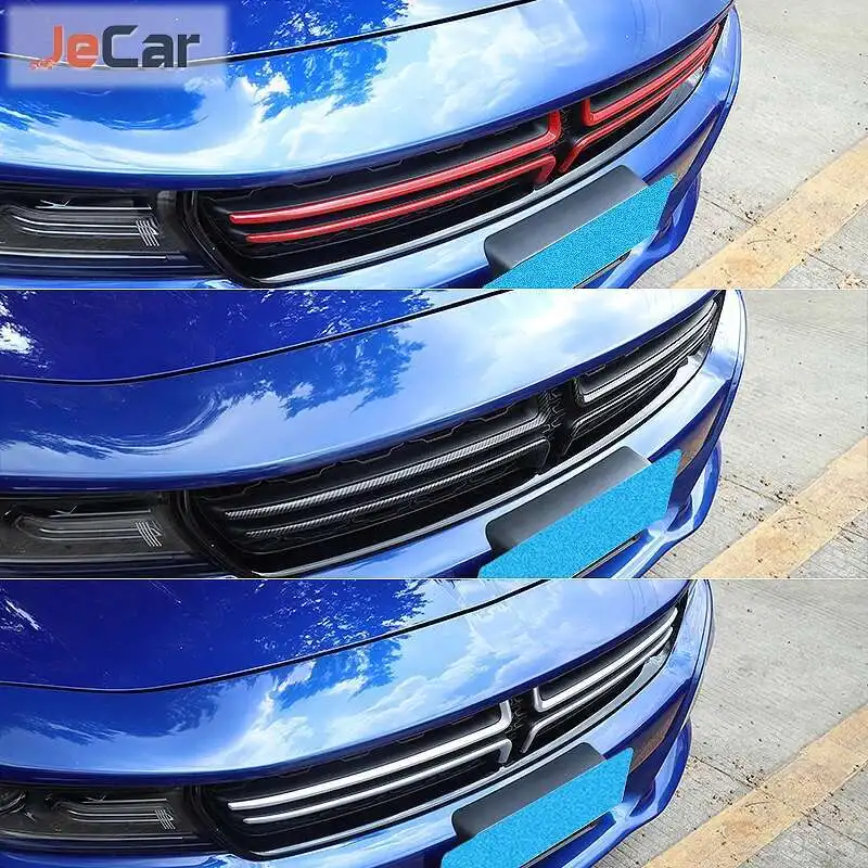 Carbon Fiber Look Front Grille Insert Trim Set – 4 Pieces For Dodge Charger 2015-2019
