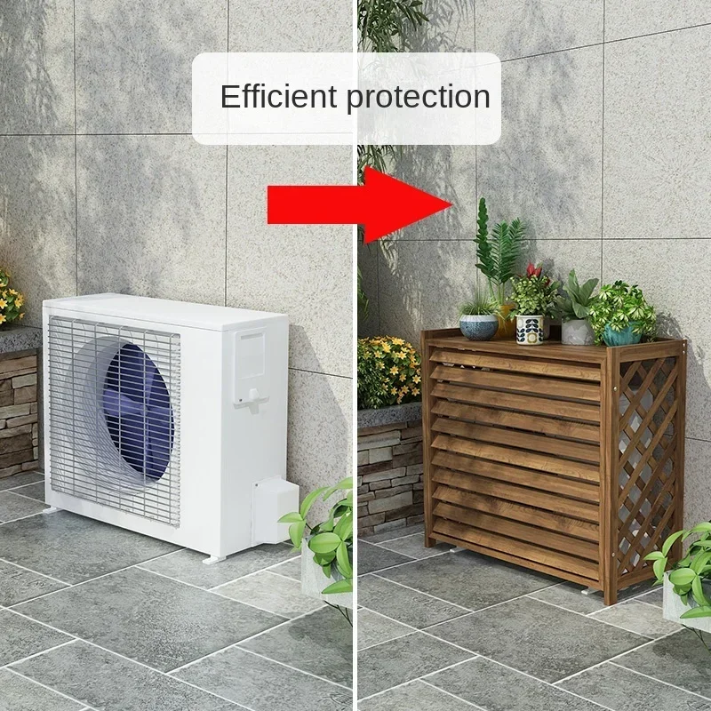 Outdoor AC Unit Rack Decorative Flower Stand Balcony Air Conditioner Cover Host Shelter with Ornamental Design