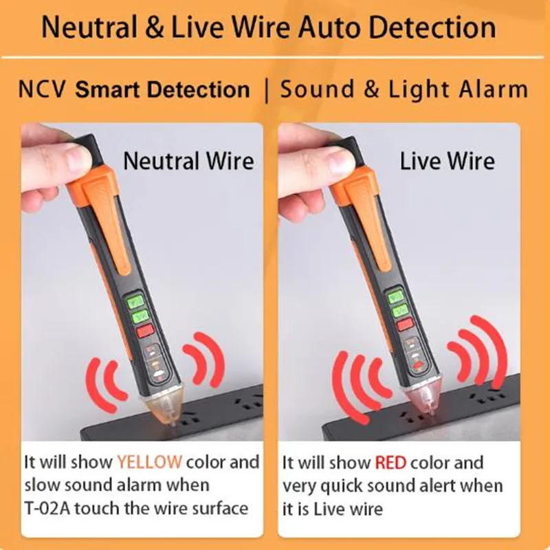 Voltage Tester Non-Contact Voltage Detector Electrical Tools Indicator Test Smart Breakpoint Finder 12-1000V