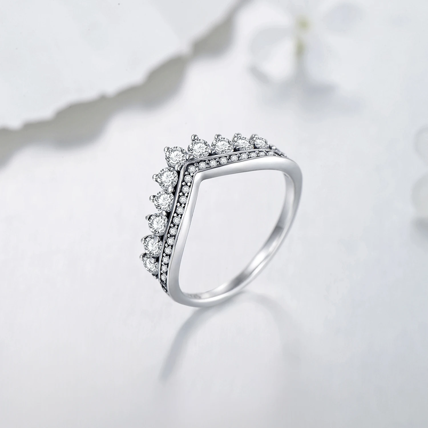 Modian 패션 100% 진짜 925 스털링 지르콘 크라운 손가락 반지 클래식 Stackable 실버 쥬얼리 여성을위한 웨딩 크리스마스 선물