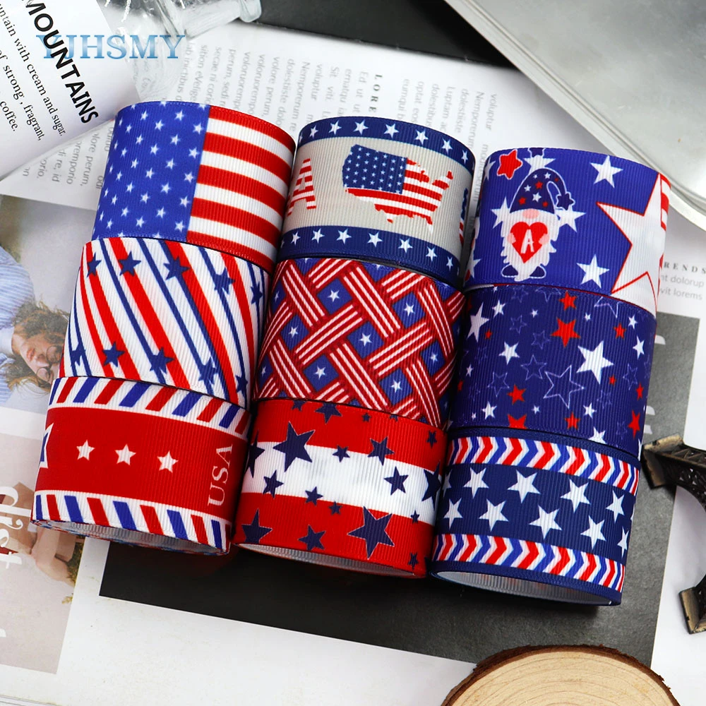 4th of July Grosgrain Ribbons 1-1/2&lsquo;&rsquo; Patriotic Ribbon,Use for Memorial Day,President's Day,Veterans Day,Wreath Decorations