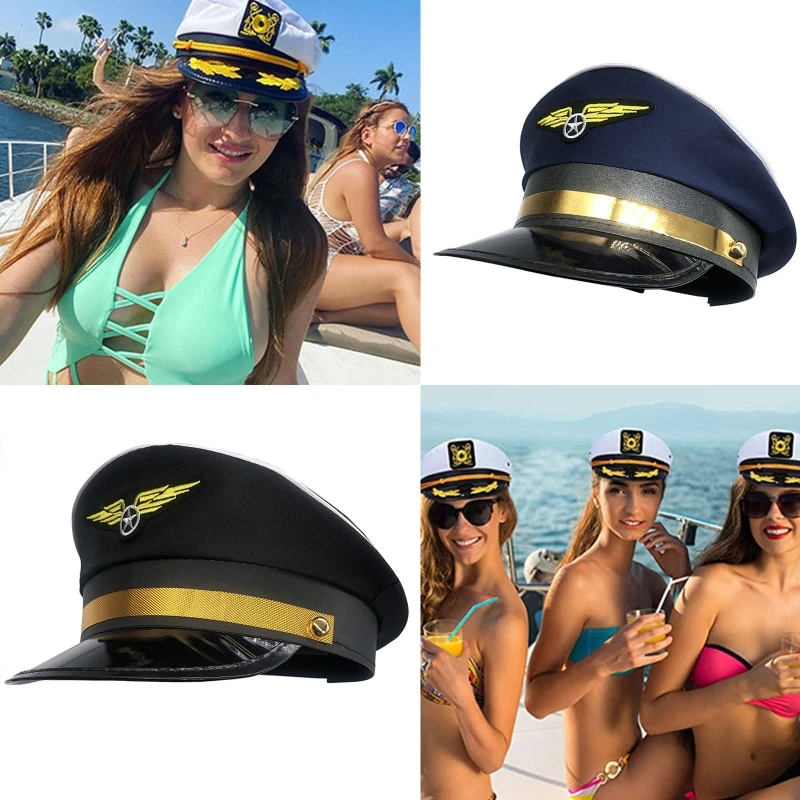 652F Creative Pilot Hat Captain Cap Adjustable Octagonal Hat For Masquerade Party