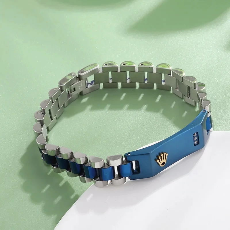 Luxury Design Crown Chain Bracelet For Women Fashion Gold Color Stainless Steel Bangles Bridal Jewelry Accessories Free shipping