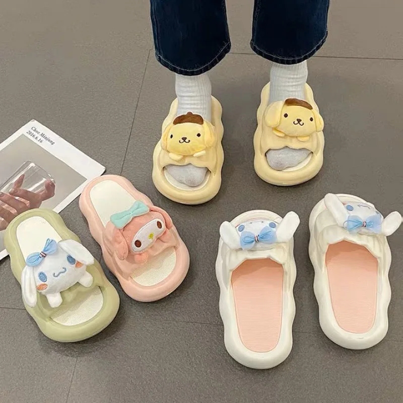 

Sanrio My Melody Slippers Cartoon Kawaii Cinnamoroll Pompom Purins Girly Pvc Lightweight Waterproof Soft Sole Sandals & Slippers
