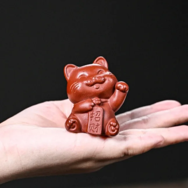 지사 차 애완 고양이 조각상 창의적인 조각품 원보 고양이 차 예식 차놀이 액세서리 세라믹 보관 가능