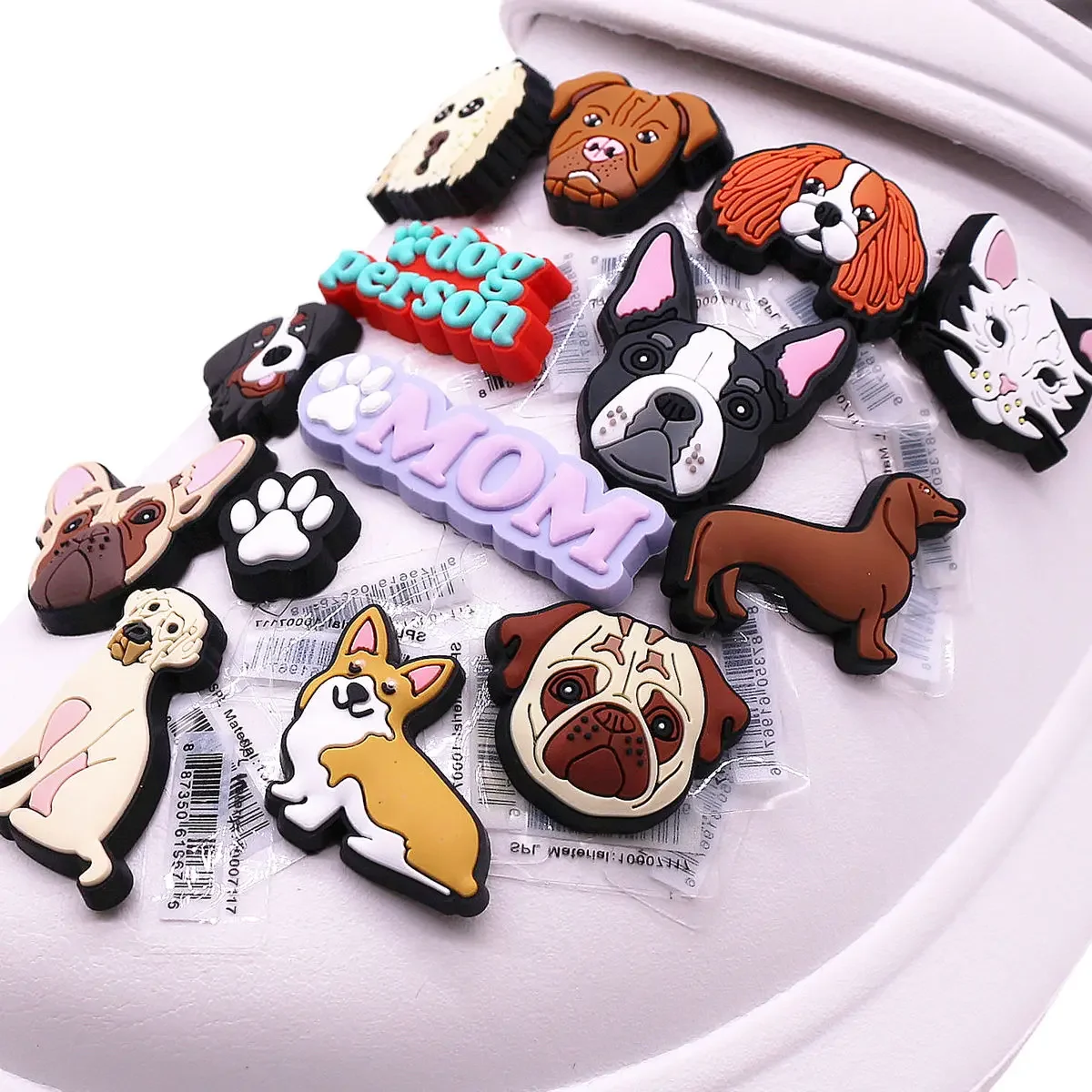 Shoe charms shoe decorations 1pcs Original Cute Pets PVC Shoe Charms Funny Pug Designer Sandal Upper Decoration Accessories Bulldog Dog Cat Clog Pins Buckle