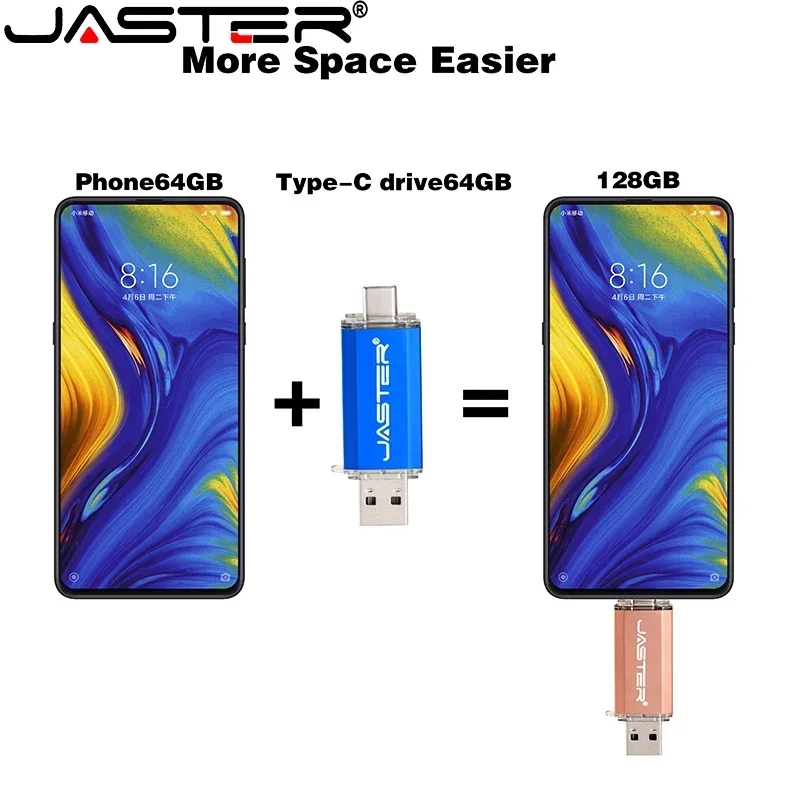 JASTER TYPE-C Smart Phone USB Flash Drives Metal Pen Drive Golden Hight speed Memory Stick Business U disk 16GB 32GB 64GB 128GB usb flash drive flash drive type c pendrive