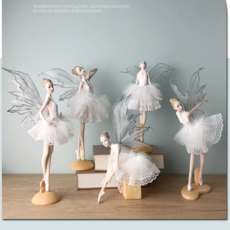 

Delicate Ballerina Girl Ornament Resin Crafts Dance Elf Angel Girl Ornament Unique Gift Decorative Home Accessories