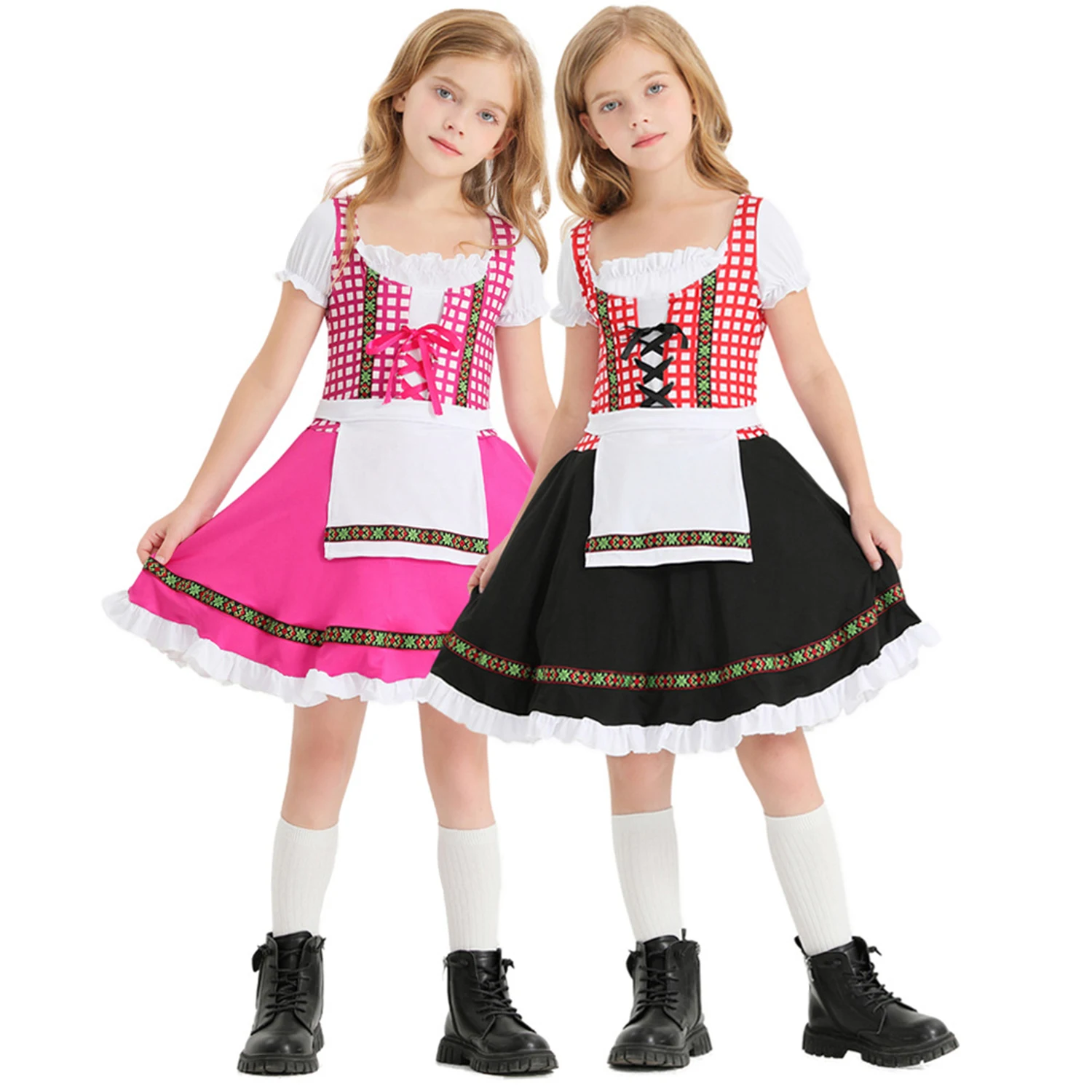 Oktoberfest Beer Kids Girls German Fraulein Bavarian Dirndl Cosplay Costume