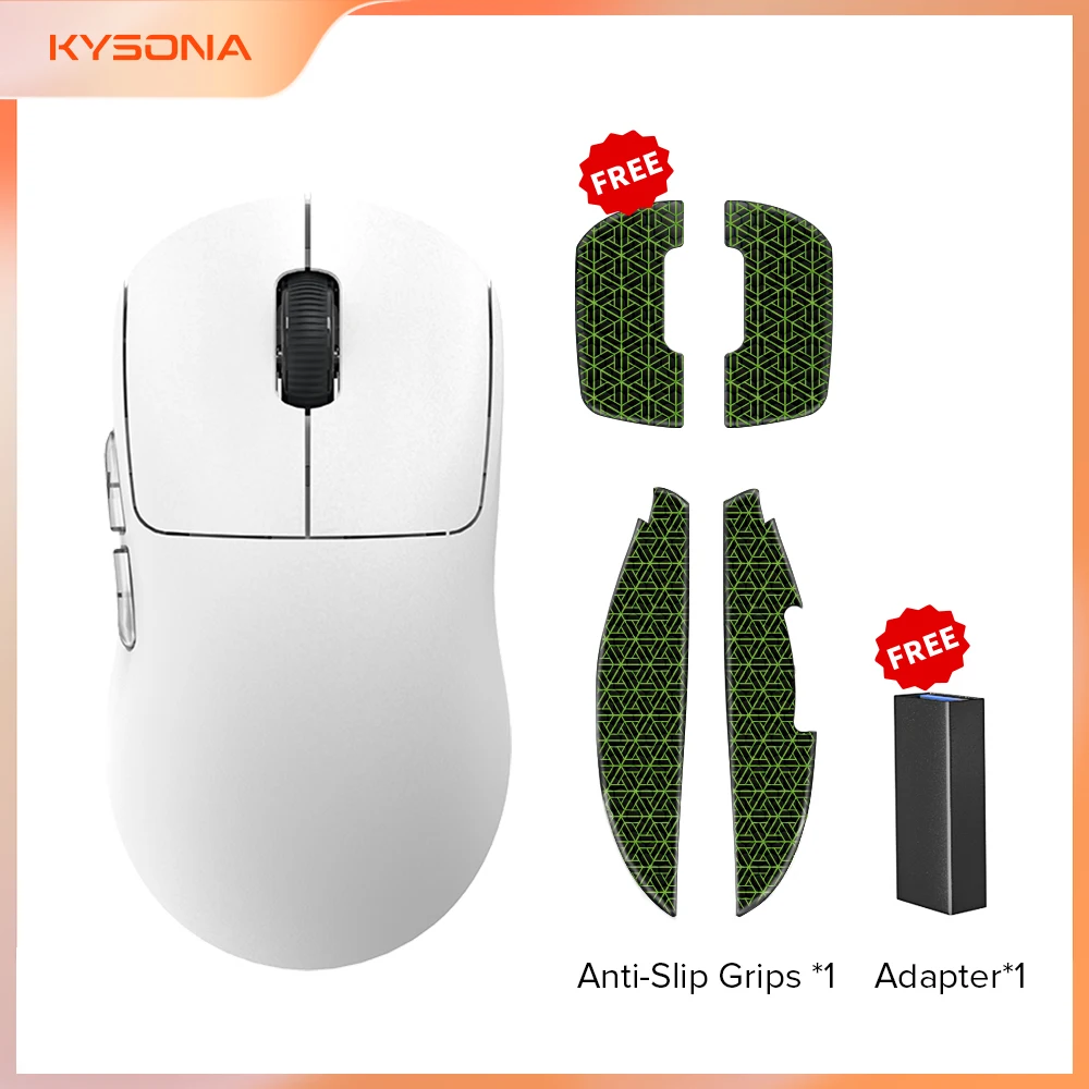 Kysona Aztec Red Ultra-Light Wireless Gaming Mouse - 55g, 26,000 DPI, 6 Buttons, 90 Million Clicks