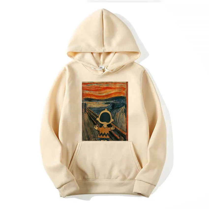 thumbnail image 1 of Sudadera con capucha de Peanuts Charlie Brown Scream Artsy para hombre y mujer, sudadera de gran tamaño con dibujos animados a la moda, para primavera y otoño, 1 of 4