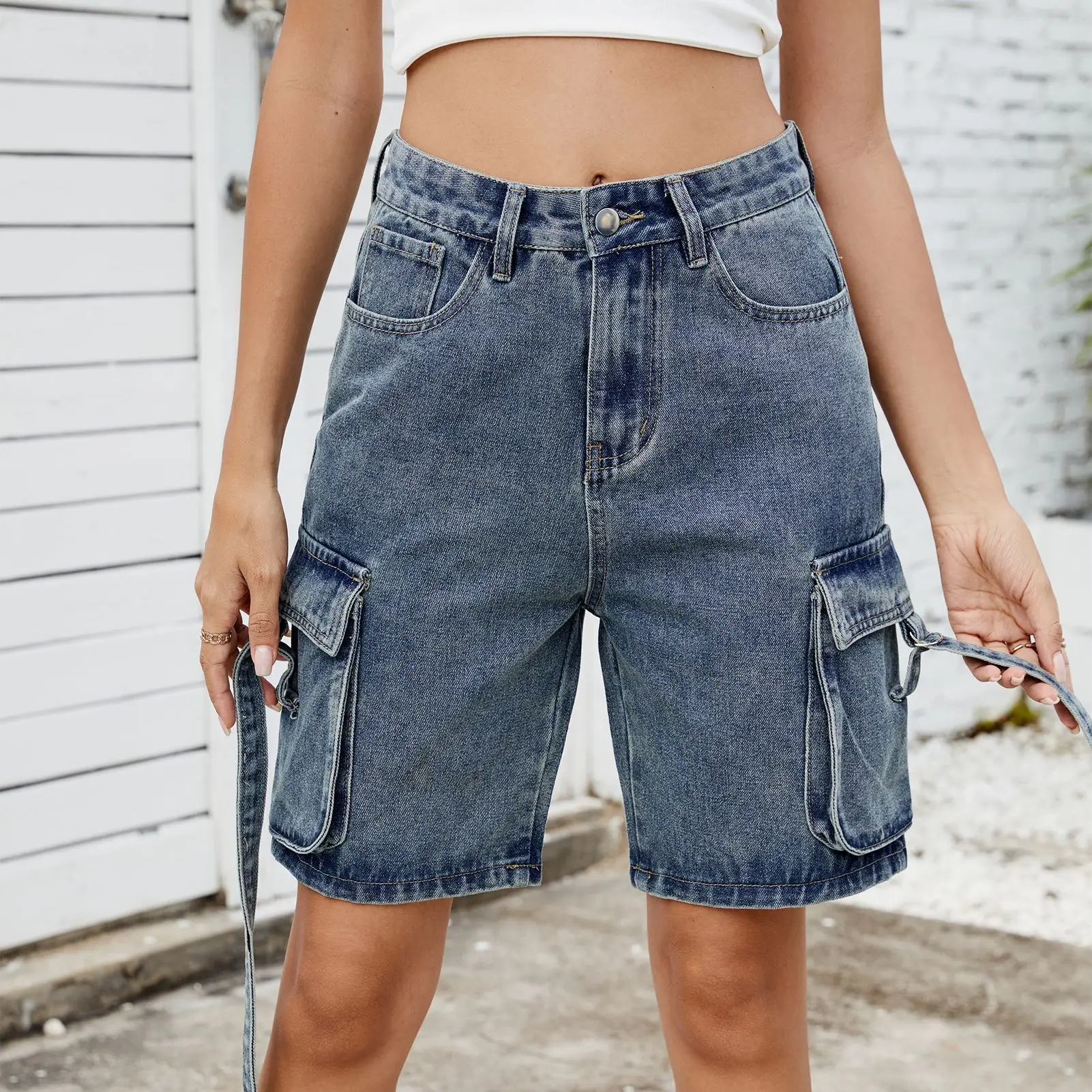 Bermuda Shorts Vintage High Waisted Shorts Amazon Cargo Denim