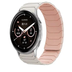 Sports Silicone Strap, Magnetic Bracelet, 20mm 22mm Band - 22mm width (Starlight Pink)