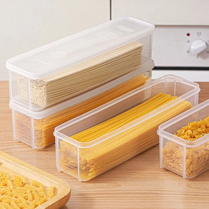 1/2/4pcs Long Rectangular Food Storage Containers, Plastic Reusable Refrigerator Organizer Boxes for Herbs, Vegetables, Noodles