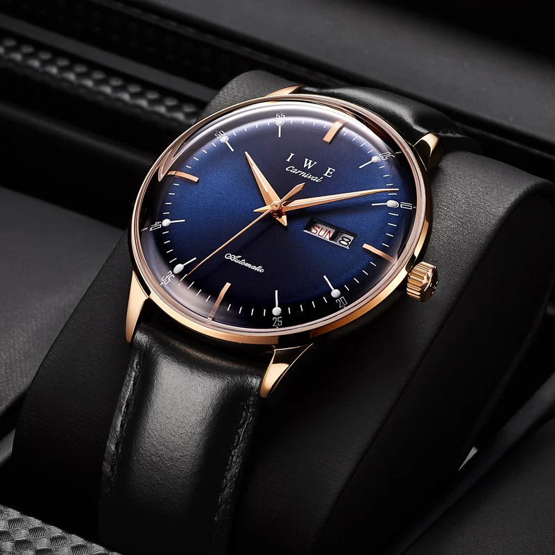 

Часы наручные Reloj Hombre Carnival 2023 Мужские автоматические, роскошные светящиеся механические, с календарем в деловом стиле,