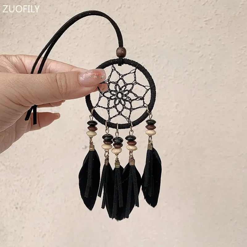 Handmade Dream Catcher Wth Three Large Feathers Wall Hangng | Etsy