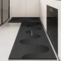 Kitchen Floor Mat Pvc Waterproof Leather Carpet Black Carpets Long Foot Mats Non-slip Oil-proof Modern Home Decoration Rug 주방 카펫 2
