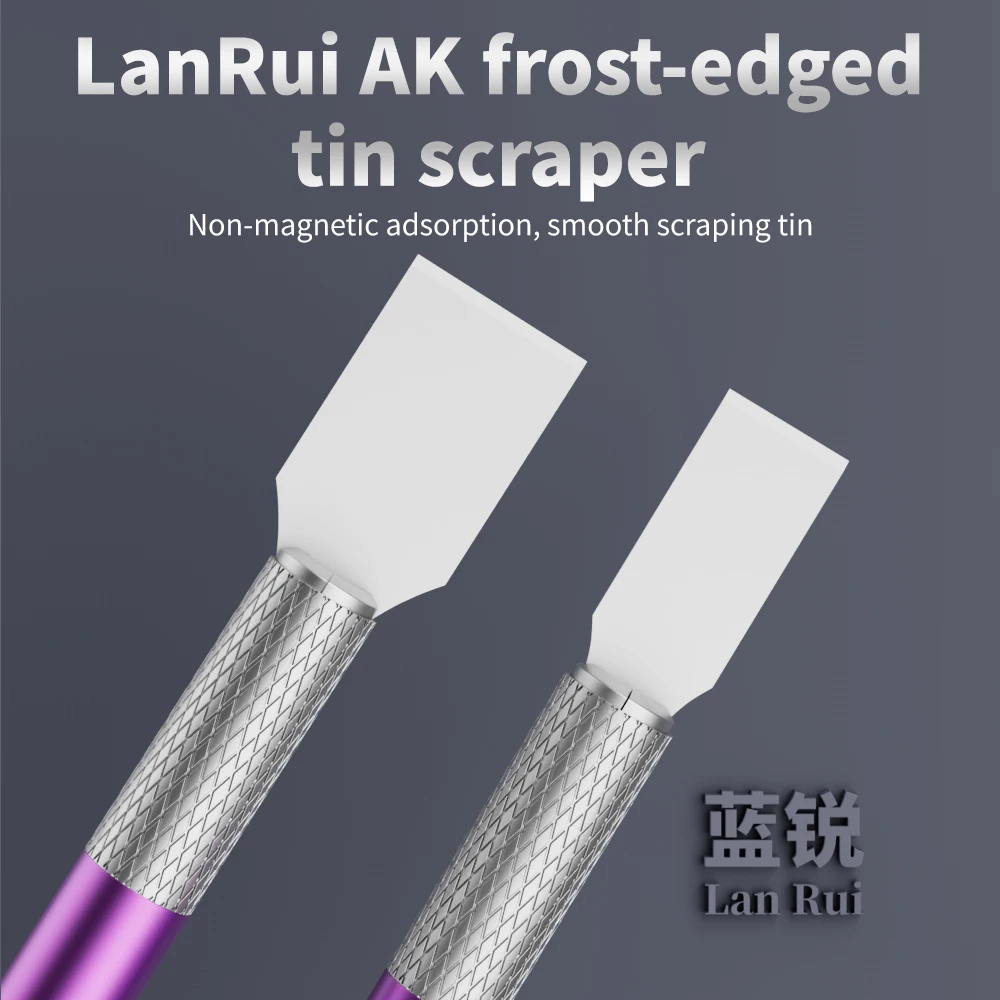 Lanrui AK 프로스트 블레이드 세라믹 주석 스크레이퍼 나이프 솔더 페이스트 PCB Reballing 휴대 전화 수리 도구 용 비자 성 핸들