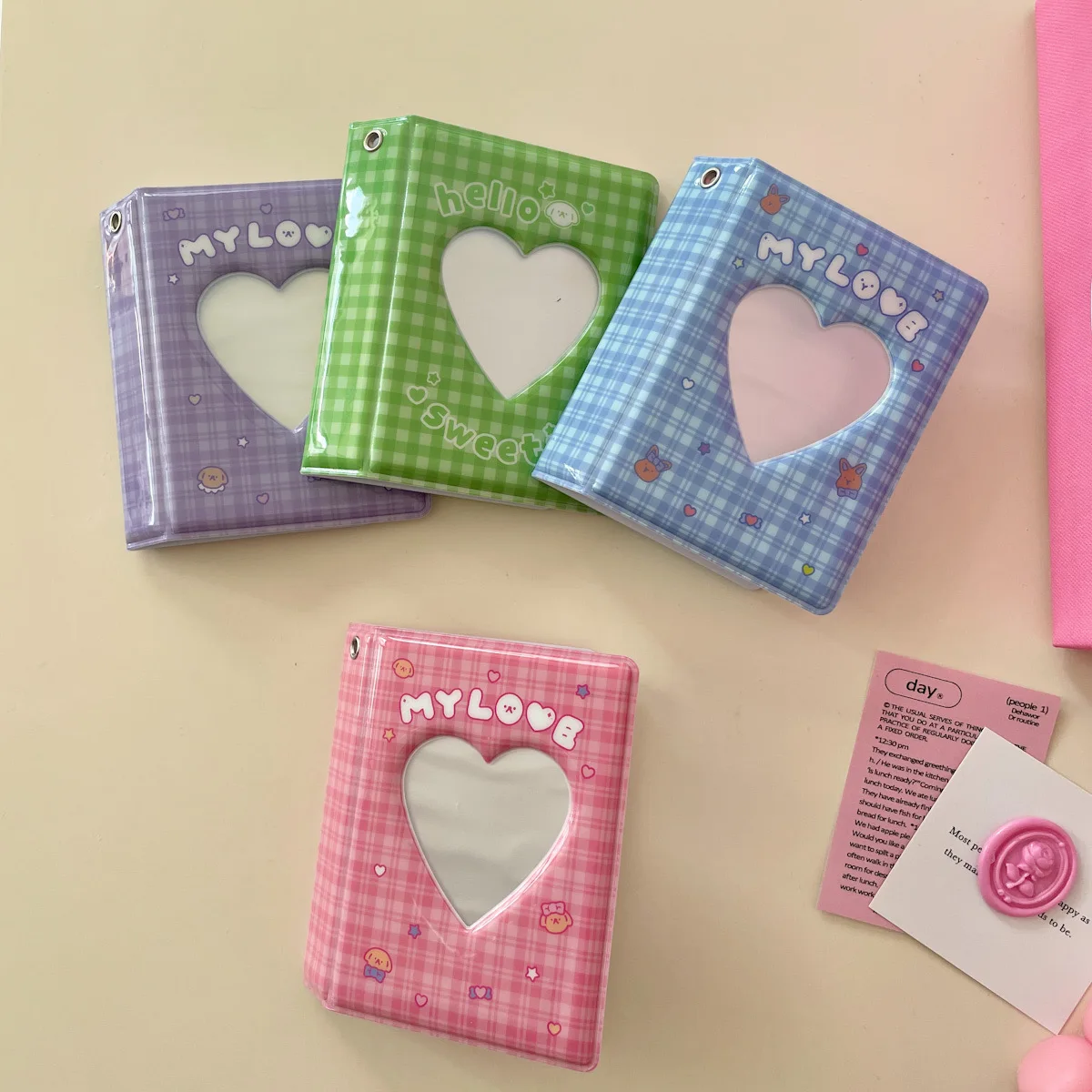 SKYSONIC Kawaii 3" Photo Alblum 20pcs Sleeves PP PVC Storage Card Bag Holder Bear Cat Korean Postcards Collect Book Organizer 6