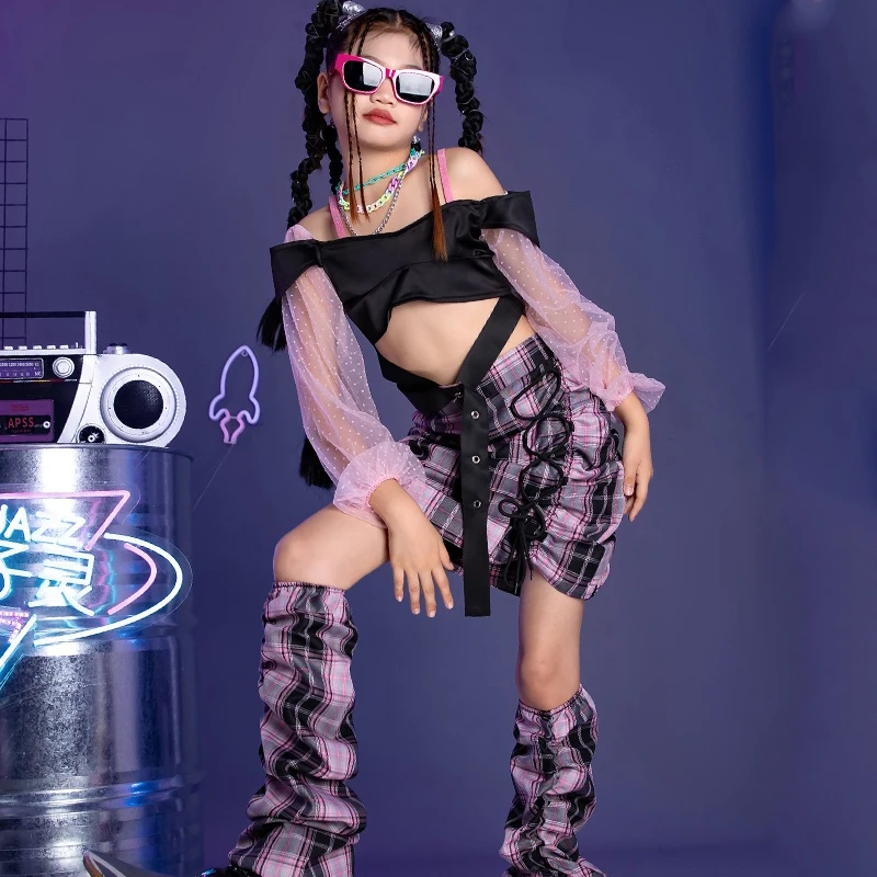 

Детская модная одежда для выступлений, Милая модель для девочек, Подиумные сценические костюмы, джазовая современная танцевальная одежда в стиле хип-хоп DQL8953