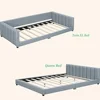 Queen Size Upholstered Platform Bed Frame Set Wood Bedroom Furniture Sofa Daybed Adults Kids with No Box Spring Needed Rustic 4