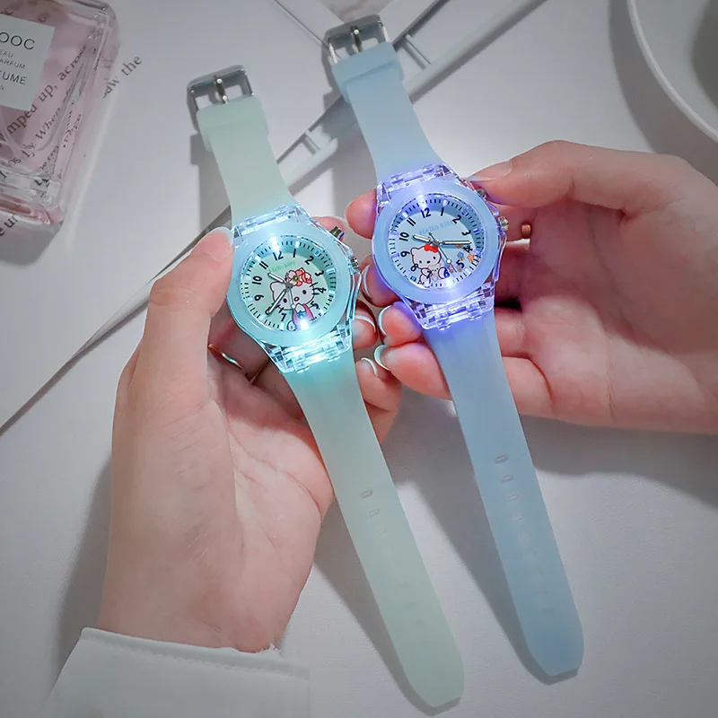 Relógio de quartzo de desenho infantil, luminoso, pulseira de silicone, simples, casual, meninos, meninas, moda