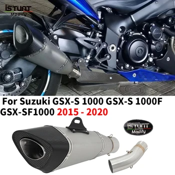 Motorcycle Exhaust Escape Moto Modified Link Pipe Connect Carbon Fiber Muffler Slip On For Suzuki GSXS1000 GSXS1000F 2015-2021