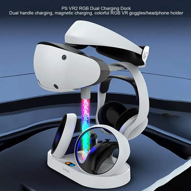 

Двойной контроллер ForPS VR2, магнитная Зарядная база с индикатором, стандартная зарядная док-станция с RGB стандартом, стандартная подставка для гарнитуры виртуальной реальности