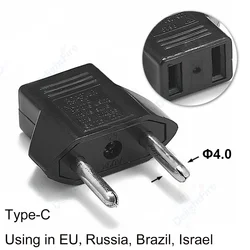 Universal Travel Adapter | US to EU Plug Converter | Type C European Power Outlet Adapter - EU Plug - Black (1PCS)