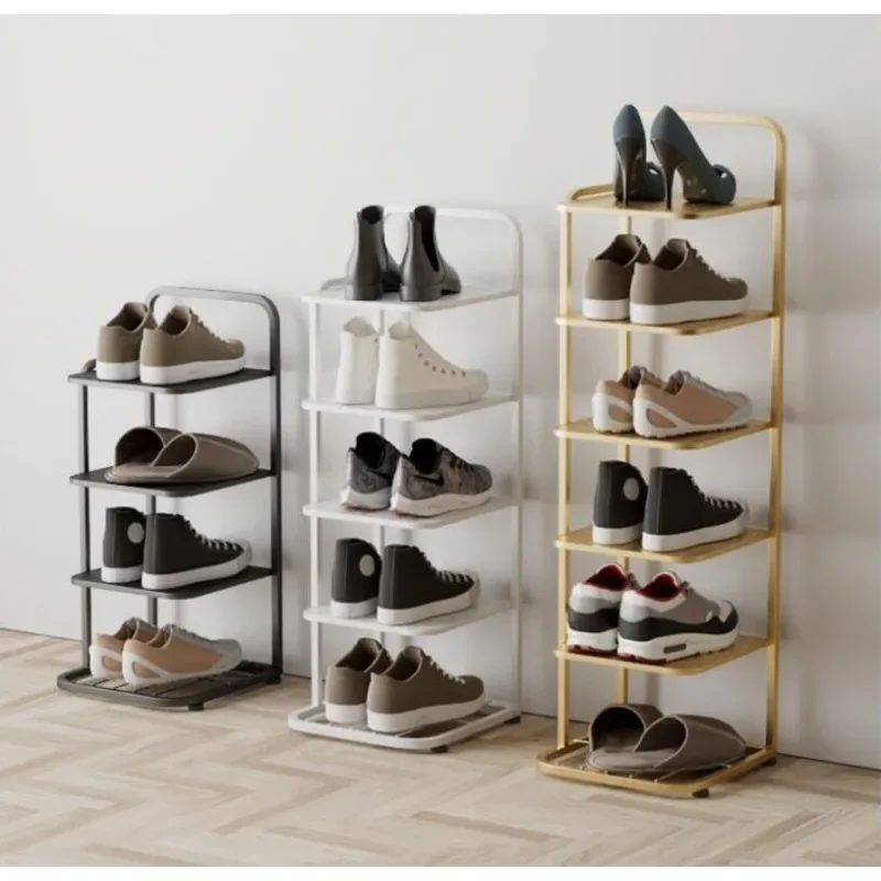 

Multifunctional Shoe Cabinet Economical Home Dormitory Multi-Layer Narrow Shoe Rack Door Simple Metal Storage Rack