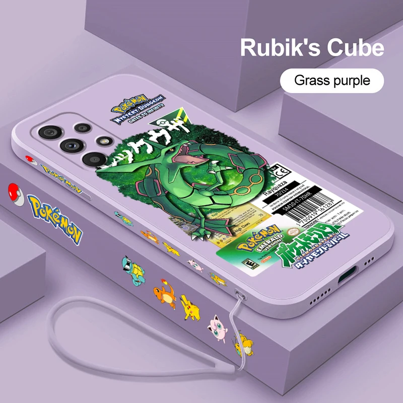 Pokemon Mewtwo Riolu Rayquaza Liquid Left Rope Per Samsung Note 20 10 A54 A31 A14 A03 A22 A34 A04 A24 Ultra Plus 5G Tpu