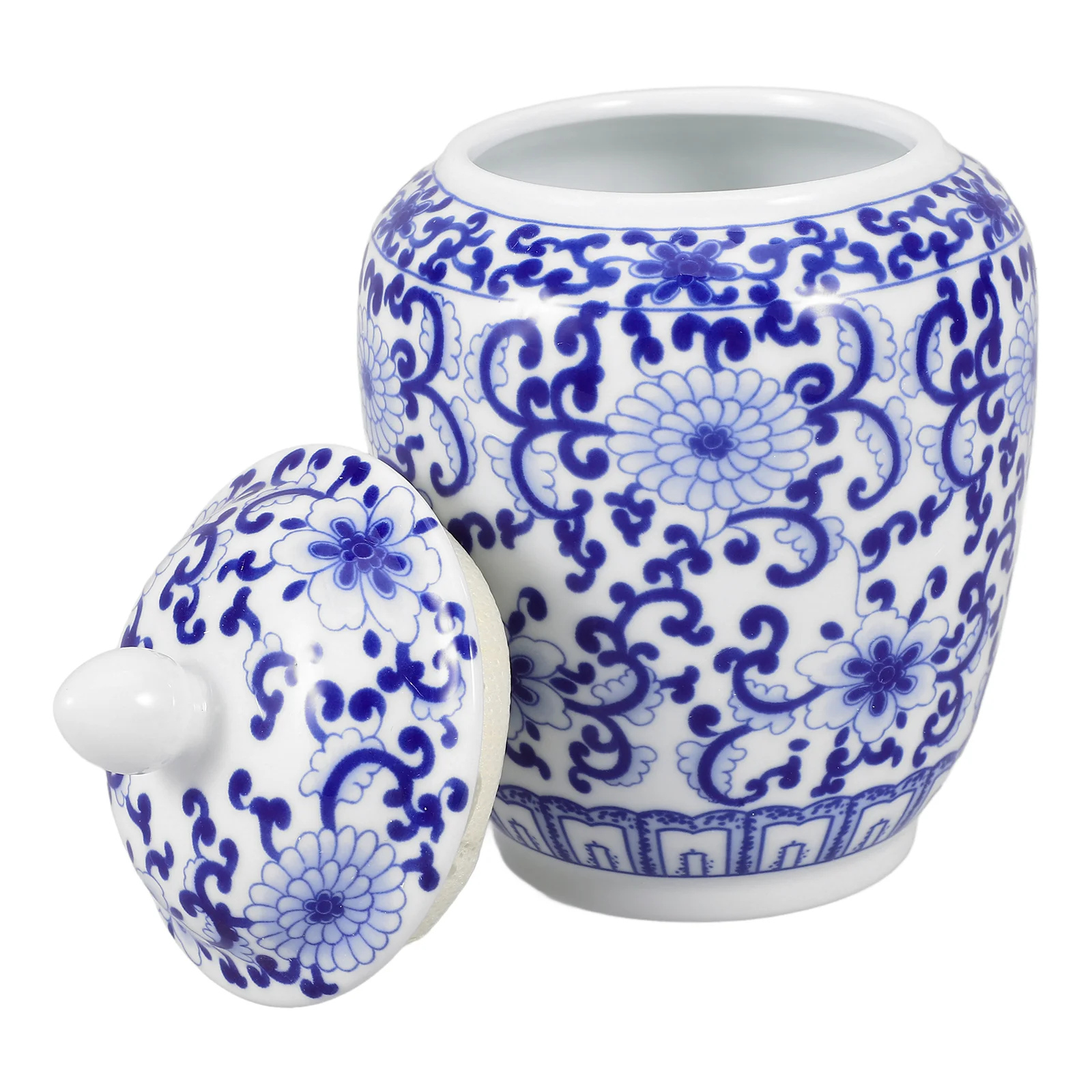 

Vintage Decor Blue and White Ceramic Jar Tea Container Ceramics Accessory Canister Household