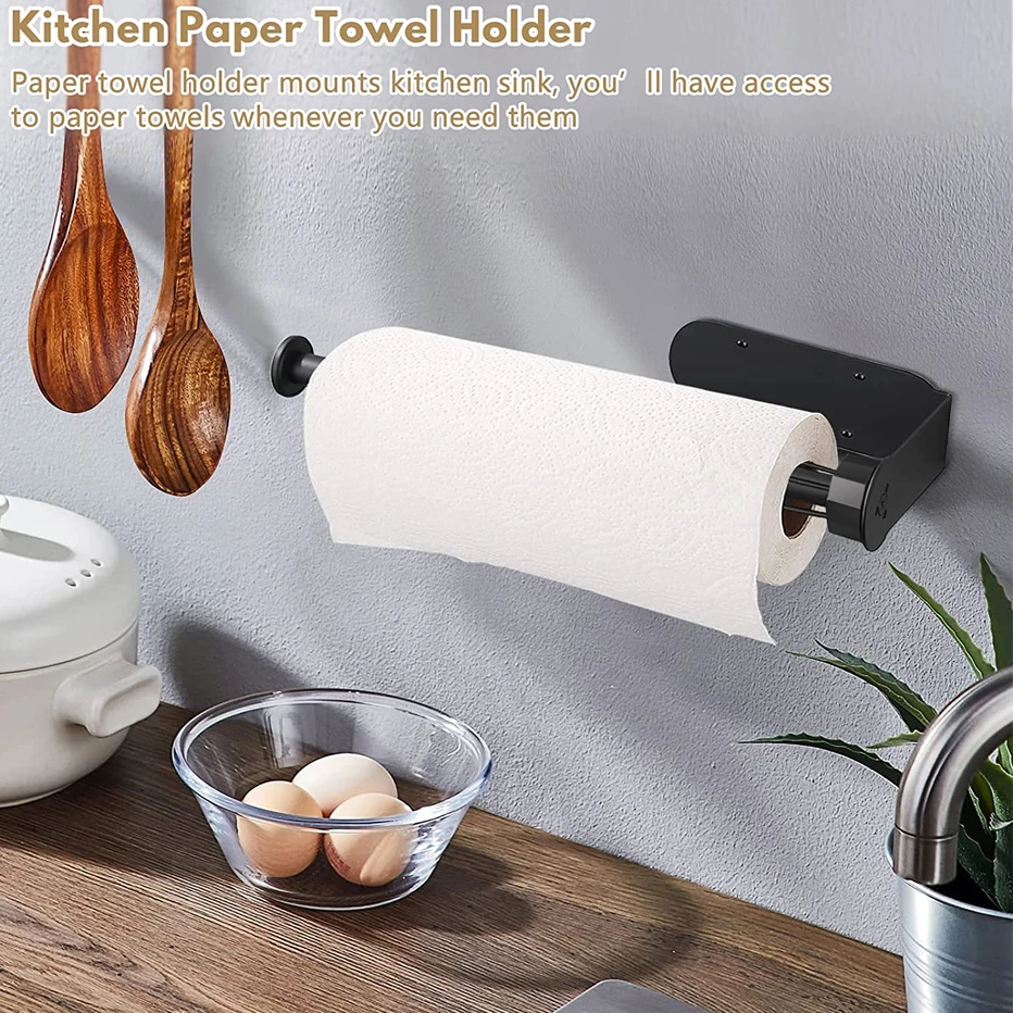 Single Hand Operable Paper Towel Holder Under Cabinet with Damping