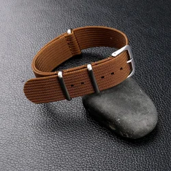 Premium Ribbed Nylon Watch Strap - Military Ballistic Fabric Replacement - 22mm (Brown)