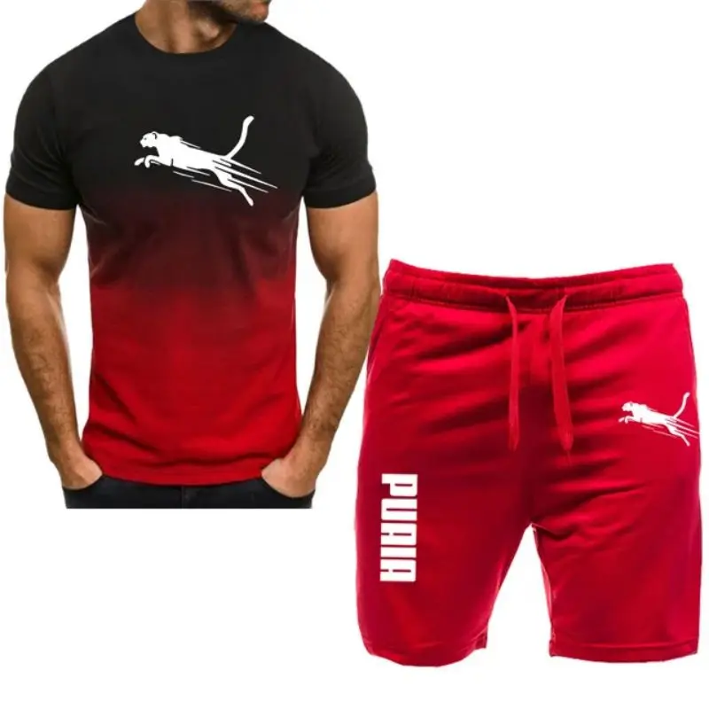 

2024 Summer Popular Men's T-shirt+Shorts Set Men's Sports Set Printed Casual Fashion Short Sleeve T-shirt Set Men's Jogging Set