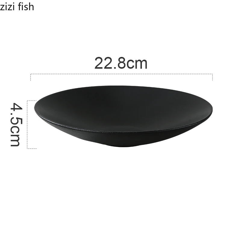 Simple Ceramic Dinner Plates Pasta Sushi Steak Plate Dessert Tray Creative Restaurant Round Solid Color Tableware Cooking Dishes