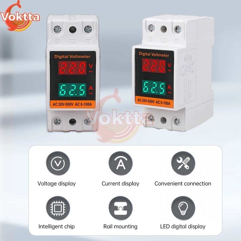 Voltmetro Amperometro Digitale LED Per AC - Misura Tensione