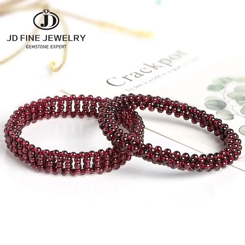 Natural Red Garnet Stone Bead Bracelet Women Bohe Multilayer Weave Elastic Bangles Luxury Jewelry Female Lucky Health Gifts bangle bracelet bead bracelet beaded bracelet stone bracelet woven bracelets