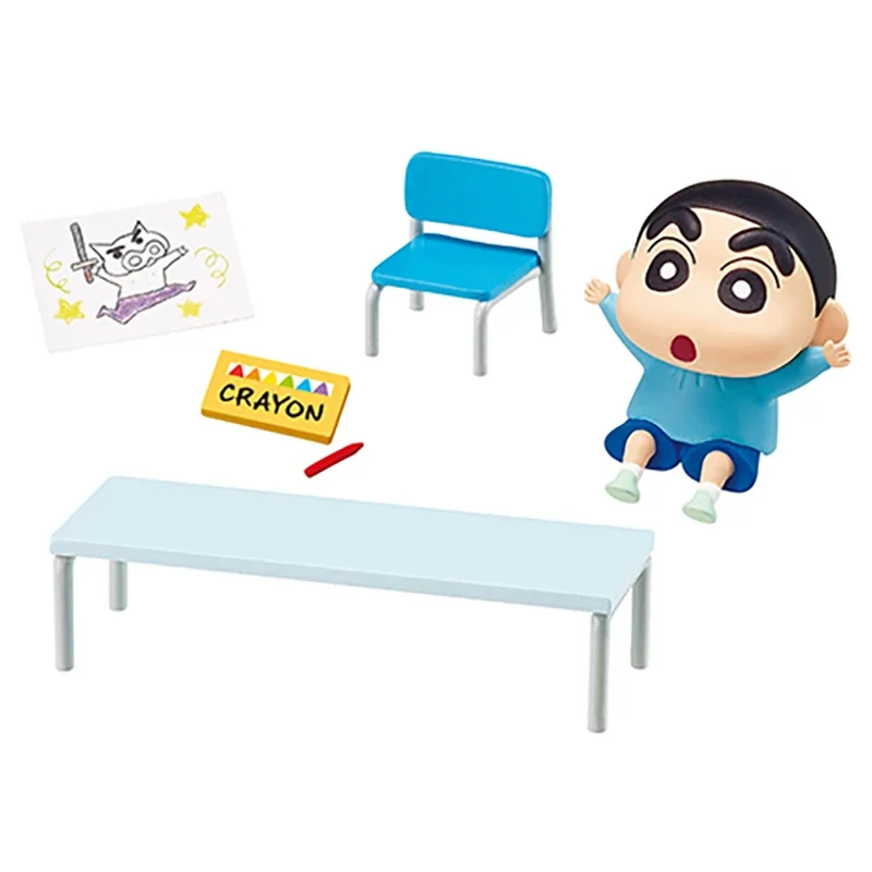 RE-MENT 크레용 신찬 후타바 유치원 블라인드 박스 장난감 미니 장면 시리즈 그림 인형 모델 장난감 장식품 수집