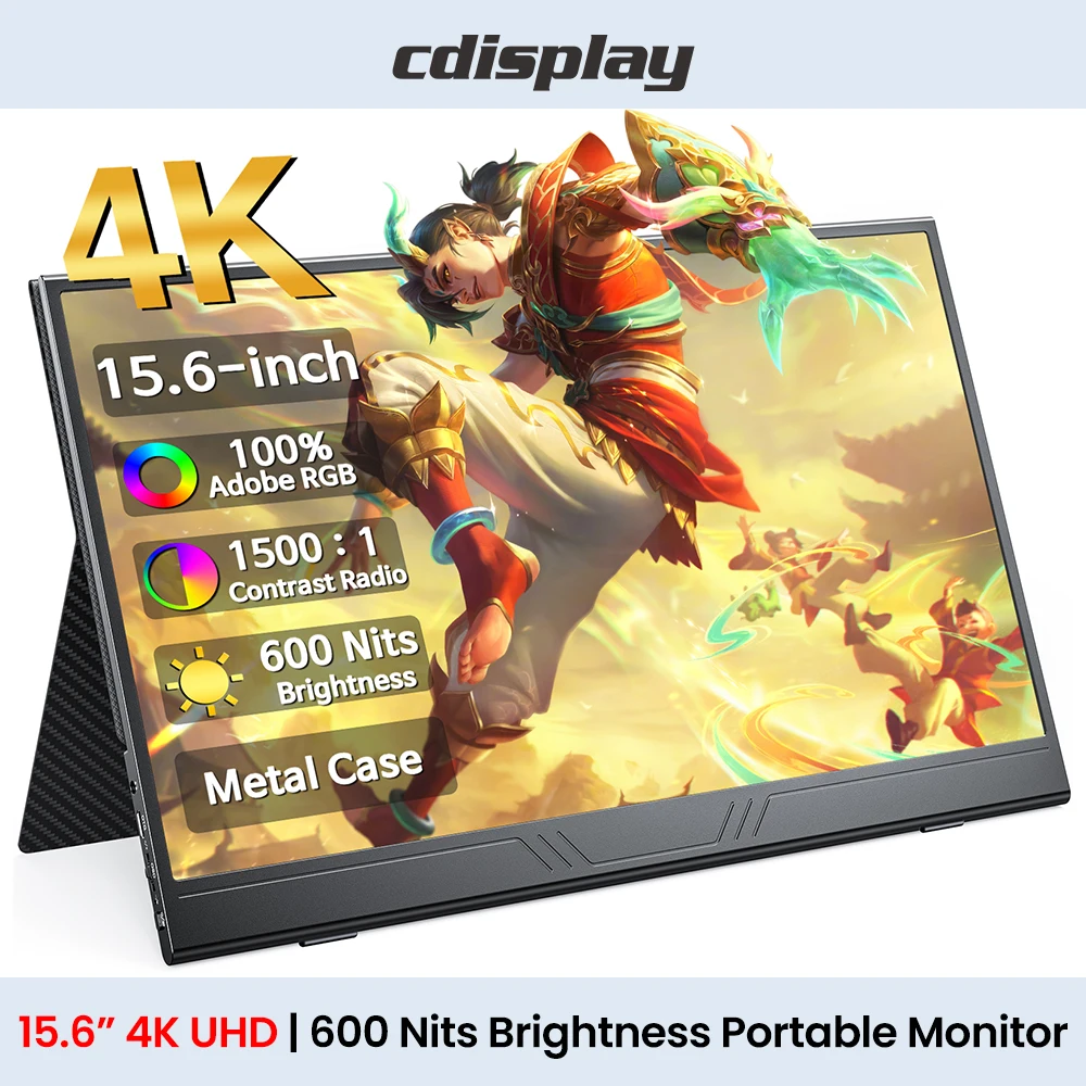 

Cdisplay 4K Portable Monitor 15.6" UHD 600Nits Gaming Monitor Mini HDMI USB-C Laptop Second Display for PS5 Switch Xbox PC Gamer