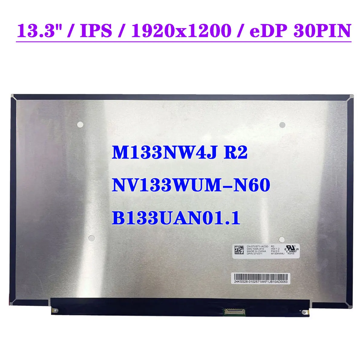 

13.3 Inch LCD Screen For Dell Inspiron 13 5310 M133NW4J R2 NV133WUM-N60 B133UAN01.1 EDP 30Pins Non-Touch Laptop Display