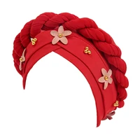 New Flower Beaded Chemo Cap Women Muslim Braid Hijab Turban Indian Headscarf Bonnet Hat Hair Loss Headwrap Scarf Turbante Mujer