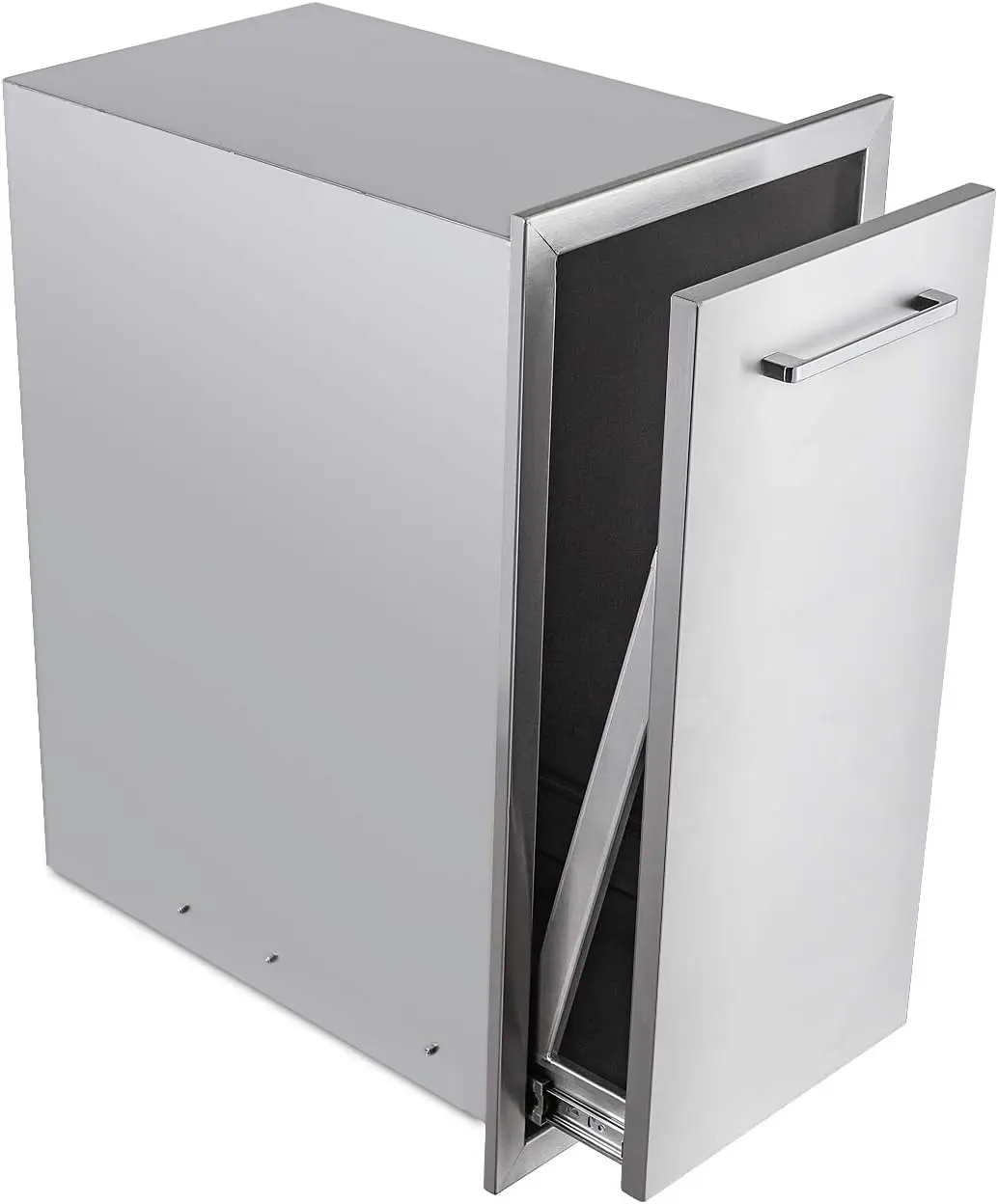 Pull-Out Trash Drawer Stainless Steel Outdoor Kitchen Trash Drawer Storage for One 10 Gallon Commercial Wastebasket