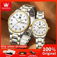 OLEVS 5567 Couple Watches Luxury Original Fashion Waterproof Luminous Quartz Wristwatch Day Date Watches For Couple Gifts Reloj