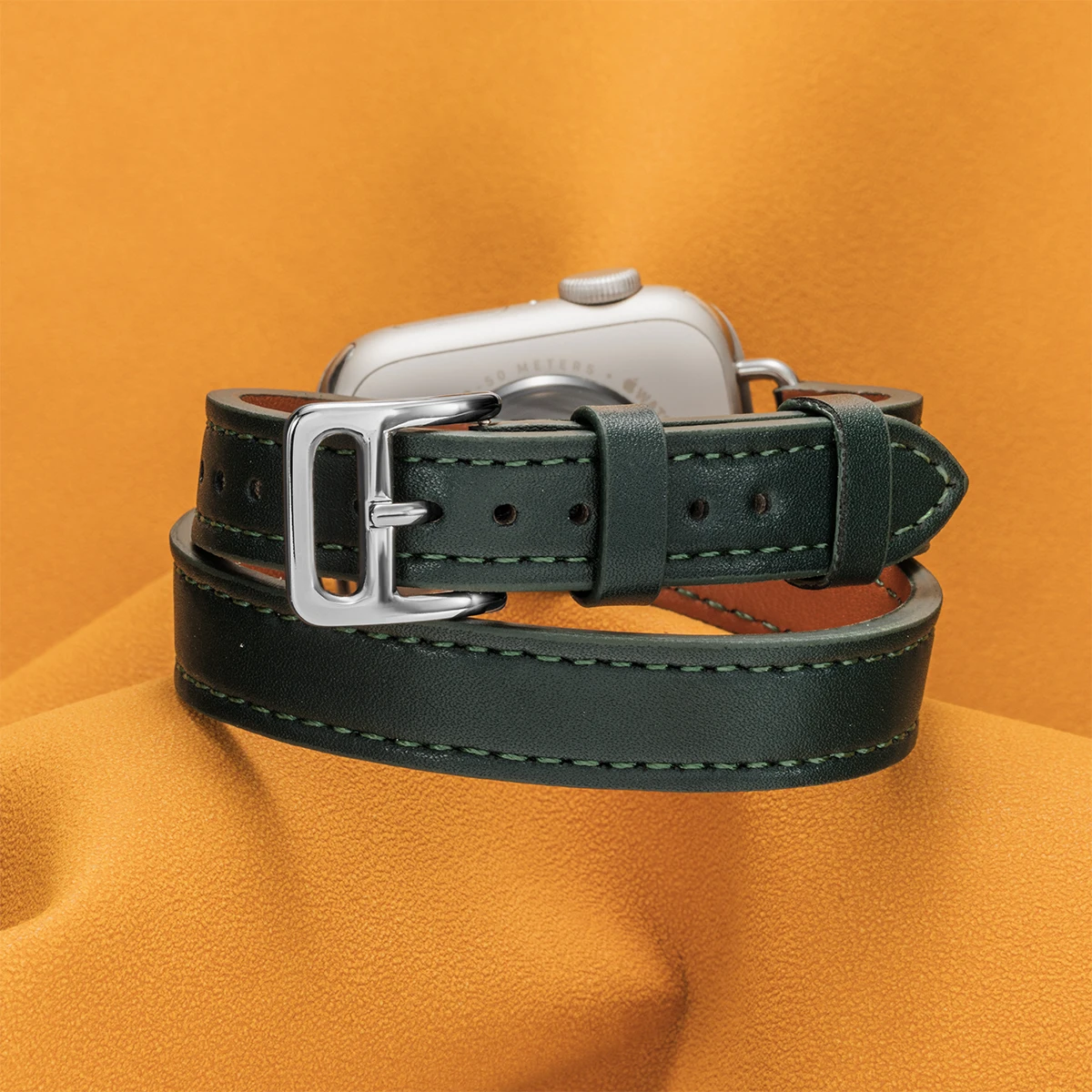 Double Tour Leather Strap for Apple Watch - Stylish Band for All Series