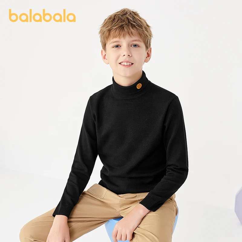 

Balabala Toddler 2023 Boy Sweater Autumn Winter Knitwear Exquisite Embroidery Basic Bottom Trendy Sweater