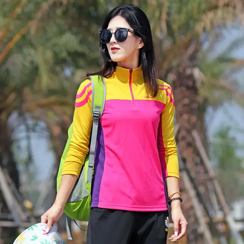 Hiking T-shirt Women Long Sleeve Outdoor Sun Protection Rock Climbing Hiking Running Fitness Cycling Road Trip Casual T Shirt