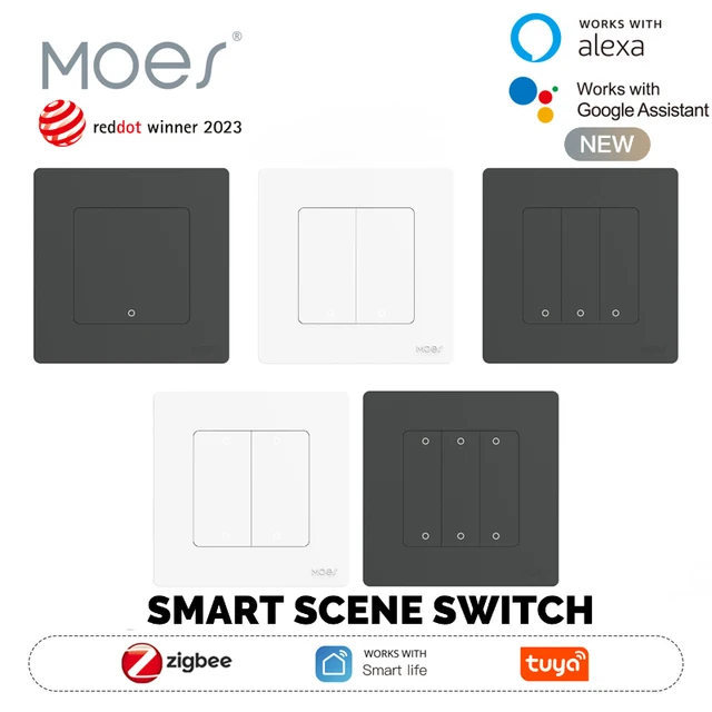 สวิตช์ควบคุมอัจฉริยะ MOES New Star Ring Tuya ZigBee 3.0 แบบกดปุ่ม ควบคุมผ่านแอป Smart Life รองรับการใช้งานร่วมกับ Alexa และ Google Home 1